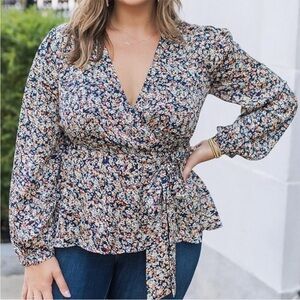 New without tags The Drop floral wrap top